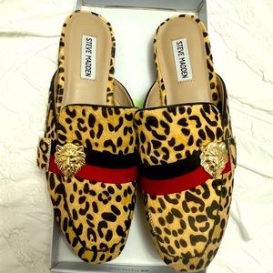 Steve Madden Fur Slides with Gold Detail Sz 9.5 women